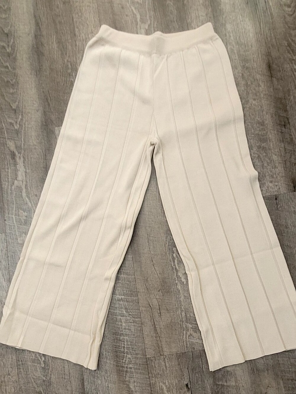 Nwot Wide Leg Ribbed Knit Pants - Cream
